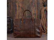 Handmade Mens Genuine Leather Classic Vegetable Tanned Leather Briefcase Business Bag