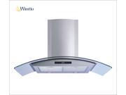 Winflo 36 Wall Mount Stainless Steel Arched Tempered Glass Ducted Ductless Kitchen Range Hood with 450 CFM Air Flow LED Display Touch Control Included Dishwash