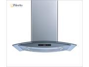 Winflo 36 Island Stainless Steel Arched Tempered Glass Ducted Ductless Kitchen Range Hood with 450 CFM Air Flow LED Display Touch Control Included Dishwasher S