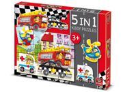 King Vehicles 5 in 1 Kiddy Jigsaw Puzzles 2 12 Pieces