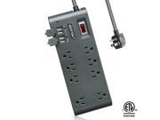 BESTEK 8 Outlet Surge Protector Power Strip 6 Foot Cord with 5.2A 4 Port USB Ports ETL Listed