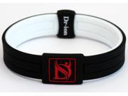 Reversible Negative Ion Wristband of Dual Design Black White Size M