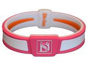 Reversible Negative Ion Wristband of Dual Design Pink Orange White Size XS