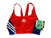 Adidas 3 Stripes Swim Top Sports Bra for Girls Women Crimson Blue White Size Small