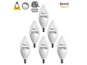 SUNTHIN 6 Pack Warm White 6w LED Candle Bulb Dimmable LED Candelabra Light Bulb E12 Base Torpedo Shape 60 Watt Replacement UL Approved Candle Led Cand