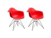Mod Made Paris Tower Arm Chair with Chrome Legs Red 2 Pack