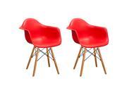 Mod Made Paris Tower Arm Chair with Wood Legs Red 2 Pack
