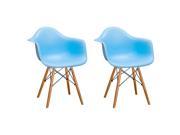 Mod Made Paris Tower Arm Chair with Wood Legs Blue 2 Pack