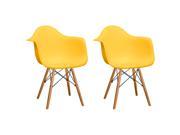 Mod Made Paris Tower Arm Chair with Wood Legs Yellow 2 Pack