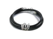 SA Jewelry 925 Sterling Silver Black Leather Wrap Bracelet for Women Fine Jewelry Ship from US