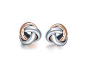 SA Jewelry Rose Gold Plated 925 Sterling Silver Two Tone Love Knot Stud Earrings for Women Fine Jewelry Ship from US