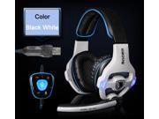 SADES 7.1 Surround Sound Pro USB PC Stereo Noise Canceling Gaming Headset with High Sensitivity Mic Volume Control Blue LED lighting