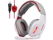 SADES SA902 7.1 Channel Virtual USB Surround Stereo Wired PC Gaming Headset Over Ear Headphones with Mic Revolution Volume Control Noise Canceling LED Light
