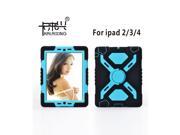 KaLaiXing® Rugged Dual Layer Case Shock Absorbing Protective Back Cover with Kickstand for iPad 2 3 4 black blue