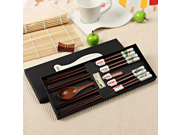 KaLaiXing Four Pairs chopsticks natural logs of wood chopsticks wood Spoon tableware 5pcs
