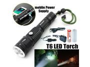 Outdoor Best assistant Zoom 5 Mode High Bright T6 LED Handheld Portable Rechargeable Flashlight for Mobil Phone Charging with Car Charger with Direct Charger wi