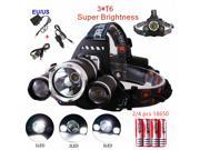 Rechargeable 4 Modes Headlamp High Power CREE XM L 3*T6 LED Head Light Camping Hiking Hunting Lamp Head Bike Lamp Outdoor Lights 4* 18650 Batteries Charger