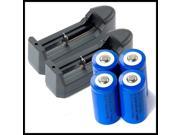New 2 pcs 3.7V High Quality Single Channel Charger 18650 16340 14500 10440 26650 Battery Charger with 4 pcs 16340 Battery