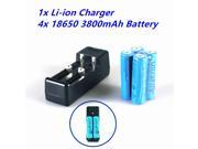 4x 18650 3.7v Li ion Rechargeable Battery Smart Charger Suitable for 16340 14500 18650 Battery