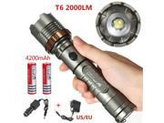 Briday Ultra Bright CREE XM L T6 LED 7 Modes Zoomable Rechargeable Flashlight Hunting Camping Fishing Torch AC Charger Rechargeable 18650 Battery