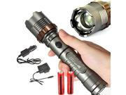 Briday Super Bright XM L T6 LED Rechargeable Flashlight Zoomable Torch Rechargeable 18650 Battery AC Charger Car Charger