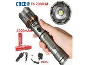 Briday Rechargeable Zoomable High light CREE XM L T6 LED 5 modes Flashlight 18650 Rechargeable Battery Flashlight Charger Car Charger