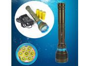 Rechargeable 7x CREE XM L2 LED Scuba Underwater Diving Flashlight Torch 3* Rechargeable 26650 Battery 1* Li ion Battery Universal Charger 2* Waterproof O ri