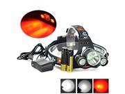 Red Color 5000 Lumen XM L T6 2 x Red R5 LED Huntting Fishing Cycling Headlamps 2*18650 Battery 4000mAh Charger