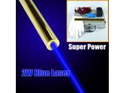 Powerful Blue Laser 2000mw 450nm Visible Beam Focus Adjustable Laser Golden Pointer Laser Pen 5* Star Filters Protective Glasses Travel Charger 18650 Recharg
