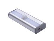 KOMRT Mini Rechargeable PIR Wireless Motion Sensing Light Bar Stick on Anywhere 6 LED Portable Automatic Sensitive Wall Night Light Bar Aluminum Shell with Magn