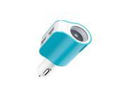 KOMRT Mini USB Car Charger Adapter with Dual USB Charging Ports for Android and iOS Phone ipad Laptop Blue