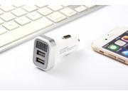 Car Charger KOMRT 2 Port Car Charger 3.1A with LCD Display for Apple and Android Devices White