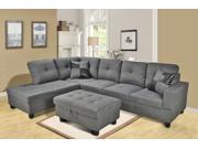 Beverly Furniture contemporary sectional sofa set come with one free storage ottoman and 2 square pillows. Sectional sofa overall dimension is approximately 10