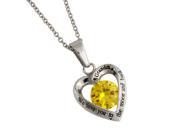 R.H. Jewelry Womens Stainless Steel Pendant Grandma s Yellow Crystal Heart Pendant