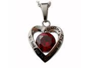 R.H. Jewelry Stainless Steel Grandma s Red Crystal Heart Pendant