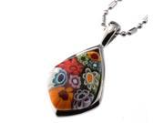 R.H. Jewelry Stainless Steel Simulated Colorful Glass Pendant
