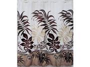 Tropical Theme 100% Textured Polyester Fabric Shower Curtain Maroon Brown Color Turtle Monstera Leaf