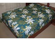 Hawaiian Quilt Bedding Thin Comforter Queen Full Size Turquoise 100% Polyester Micro Fabric 4mm