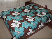 Hawaiian Quilt Bedding Brown Hibiscus Flower Thin Comforter Queen Full Size 100% Polyester Micro Fabric 4mm