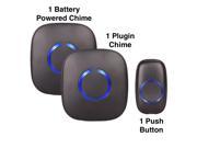 SadoTech Model CXRi Portable Wireless Door Bell Chime Kit Over 50 Chime Tones over 500 ft Range [1 Remote Button 1 Plug In Chime 1 Battery Powered Chime]