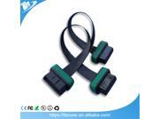 High Quality Flat Thin Noodle OBD II OBD2 16 Pin Male To Dual Female Elbow Extension Cable 2Packs