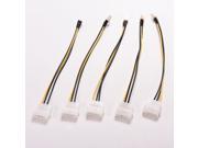 5x For 4 Pin Molex IDE to 3 Pin CPU Case Fan Power Connector Cable Adapter 20cm