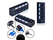 Black High Speed USB 3.0 4 Port HUB with On Off Switch