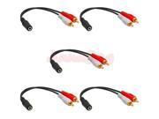 5 x 3.5mm 1 8 Stereo Female Mini Jack to 2 Male RCA Plug Adapter Audio Y Cable