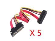 5 pack 15 7 22 Pin Male to Female Serial SATA Data power combo extension Cable 19 Inch 50cm 5 pcs