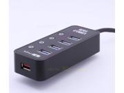 4 1 Port USB 3.0 Hub Charger LED Indicator and On Off Switch Power Adapter