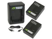Wasabi Power Battery 2 Pack Dual USB Charger for GoPro HERO3 HERO3