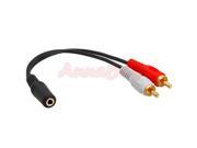 3.5mm 1 8 Stereo Female Mini Jack to 2 Male RCA Plug Adapter Audio Y Cable