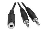 6ft 3.5mm Stereo Female to 2 Male Y Splitter Audio Cable Cord