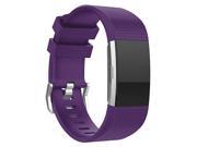 Replacement Wristband Bracelet Strap Band for Fitbit Charge 2 Classic Buckle - Purple - Large